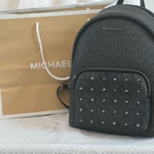 Michael Kors Erin Mini Backpack Studded Pocket MK Signature Leather